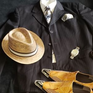 3 Button Black and Tan Vittorio St Angelo Suit